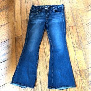 American Eagle Boho Artist flare dark wash hi rise